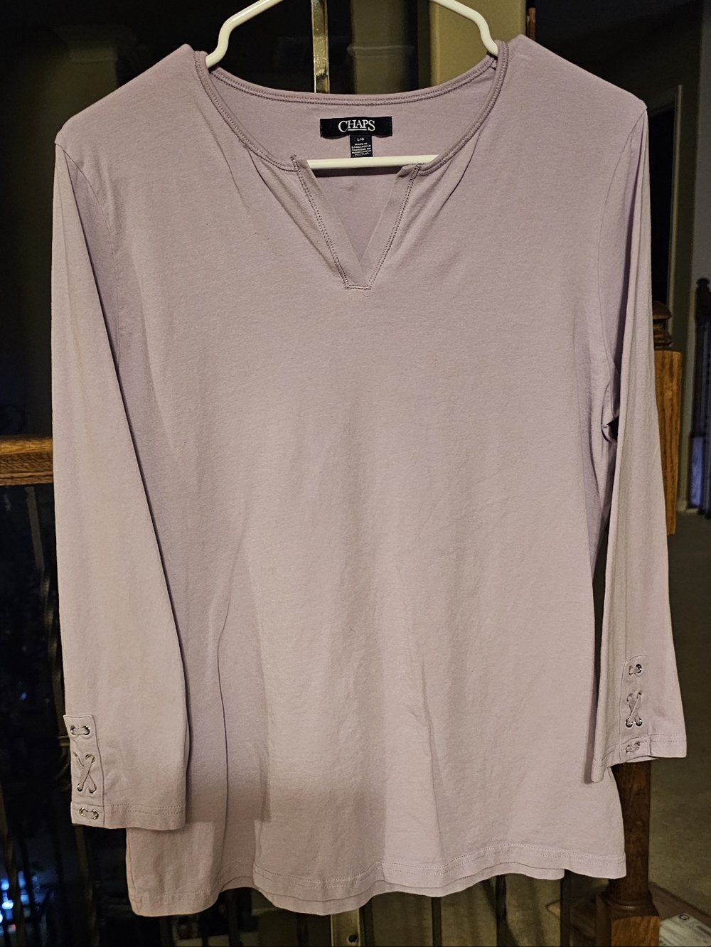 Chaps Lavender Long-Sleeve V-Notch Tee